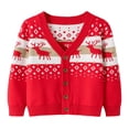thumbnail image 1 of Little Girls Boys Button-up Cotton Coat Toddler Kids Deer Christmas Cardigan Sweater 2-7T, 1 of 2