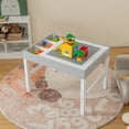 thumbnail image 3 of Gymax Kids Multi Activity Play Table 3 in 1 Wooden Building Block Desk w/ Storage Gift, 3 of 10