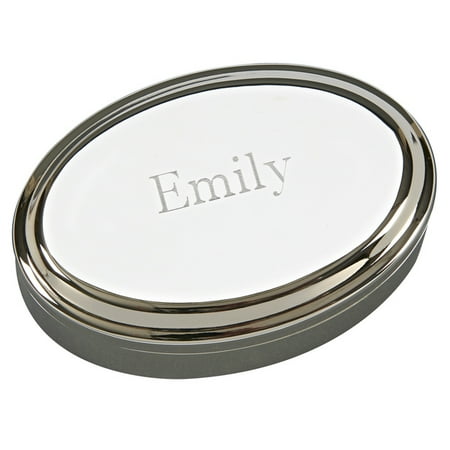 - Personalized Monogrammed Oval Jewelry Box W/Lift Top, Nickel Plated