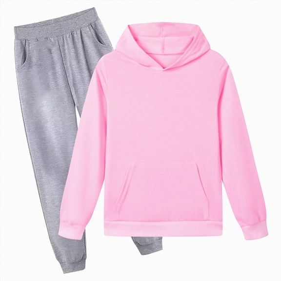 Zuwimk Toddler Boy Girls Clothes Long Sleeve Hoodie Sweatshirts and Sweatpants outfits 2 Piece Fall Winter Outfits(T002-Pink)