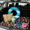 thumbnail image 2 of Qpednta Heavy Duty Trunk Mat 29"x39" Non-Slip Cute Flowers Cargo Liner, All-Weather Resistant Polyester Mat Keeps Trunk Clean from Mud Snow Rain for Outdoor Sports Gear & Pet Travel, 2 of 7