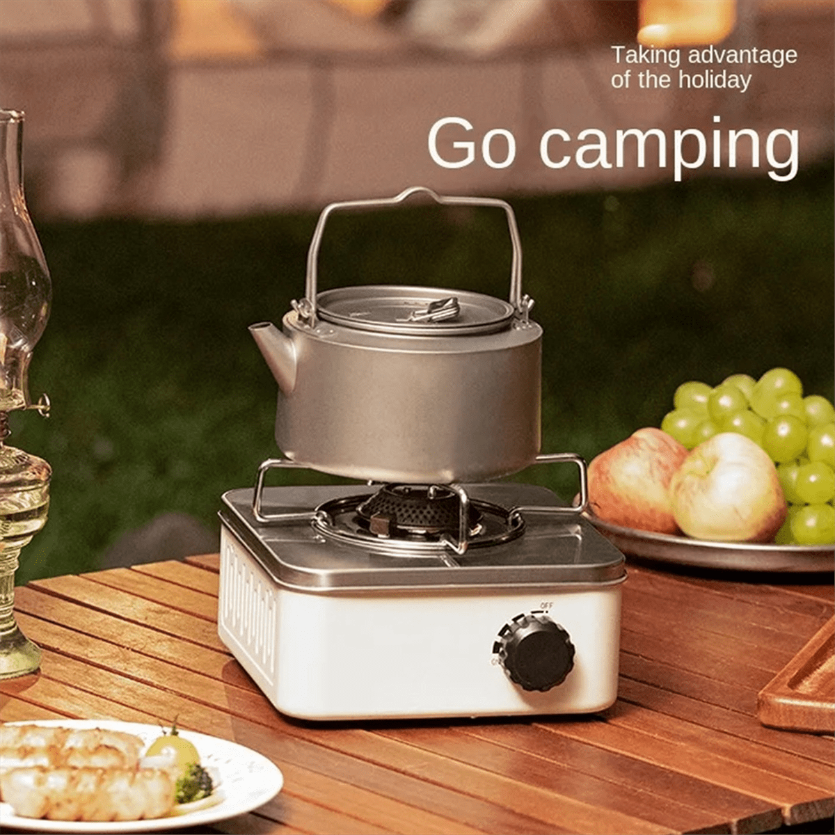Outdoor Camping Cooking Gas Stove Strong Trips Burner Grill Super Light Travel Supplies Cooking Utensils-White