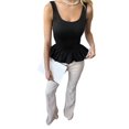 thumbnail image 4 of Women'S Ruffle Bubble Hem Tank Top Backless Sleeveless Patchwork Peplum Top Babydoll Shirts, 4 of 9