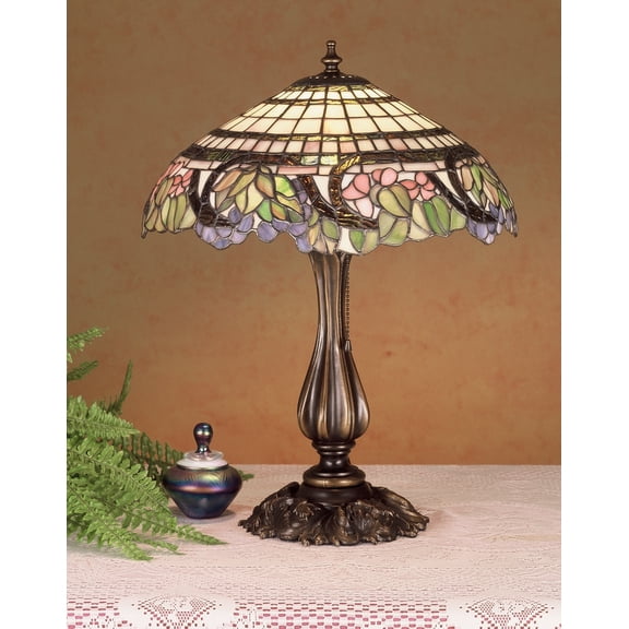 Meyda Tiffany 38516 Stained Glass / Tiffany Table Lamp From The Handel Grapevine