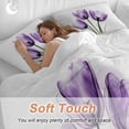 thumbnail image 4 of Purple Tulip Duvet Cover Set Full Size, Transparent Flower 4 Piece Soft Microfiber Bedding Set with 1 Duvet Cover, 1 Flat Sheet, 2 Pillowcases, 4 of 9