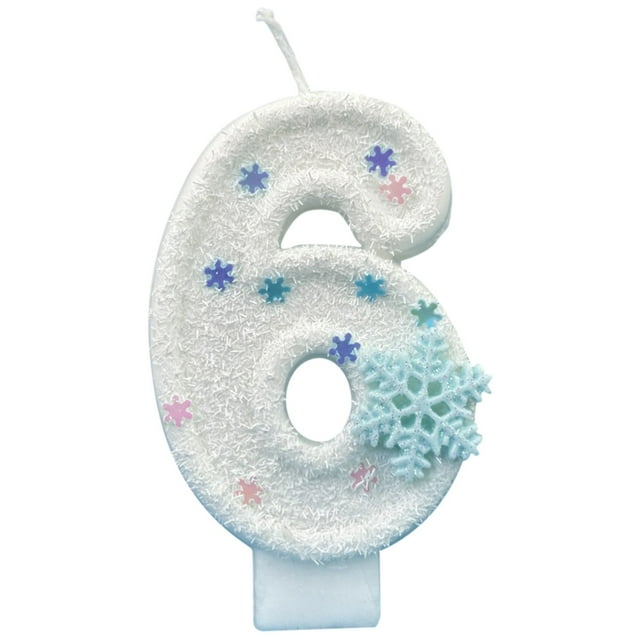 Leodye 1PCS 0-9 Snowflake Digital Candles - Paper Cake Decorations for Kids’ themed Birthdays -2.75x1.57in