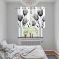 thumbnail image 5 of Black White Tulip Kitchen Curtains Small Short 39 Inch Length, Spring Greyscale Leaf Flower Plant Grommet Top Bedroom Living Room Curtains, Light Filtering Cafe Curtain Drapes 2 Panels Set 55''x39'', 5 of 9