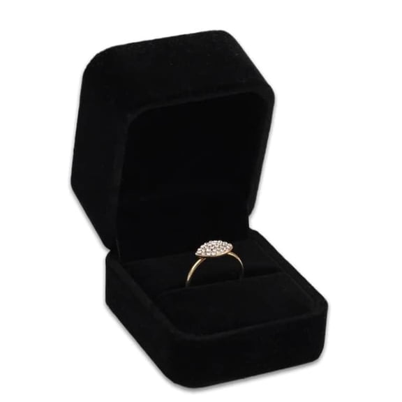 Januofit Black Velvet Ring Box – Luxury Soft Velvet Jewelry Gift Box for Engagement, Wedding, Proposal & Storage (2.5″ Square)