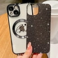 thumbnail image 2 of Compatible with iPhone 14 Magnetic Glitter Case-6.1 Inch, Luxury Love Heart Pattern Plating Clear Case, Compatible with MagSafe for Women Girls Shockproof Back Cover-Black, 2 of 14