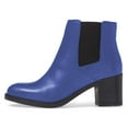 thumbnail image 2 of YDN Women Classic Round Closed Toe Mid Block Heel Chelsea Boots Elastic Pull On Ankle Booties Comfy Dressy Shoes Size 7.5 Blue, 2 of 5