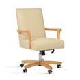 thumbnail image 2 of Dumont Modern High Back Executive Home Office Chair Neutral Cream Beige & Wood, 2 of 10