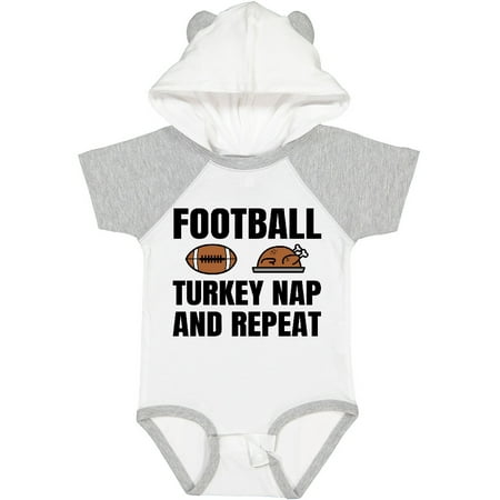 

Inktastic Thanskgiving Football Turkey Nap and Repeat Gift Baby Boy or Baby Girl Bodysuit