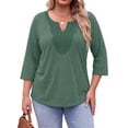thumbnail image 4 of Fantaslook 3/4 Sleeve Womens Plus Size Tops V Neck Lace Blouses Casual Tunic Shirts, 4 of 9
