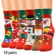 thumbnail image 3 of JZROCKER 10 Pairs Mixed Christmas Fuzzy Crew Socks Cartoon Santa Winter Warm Hosiery Gift, 3 of 12