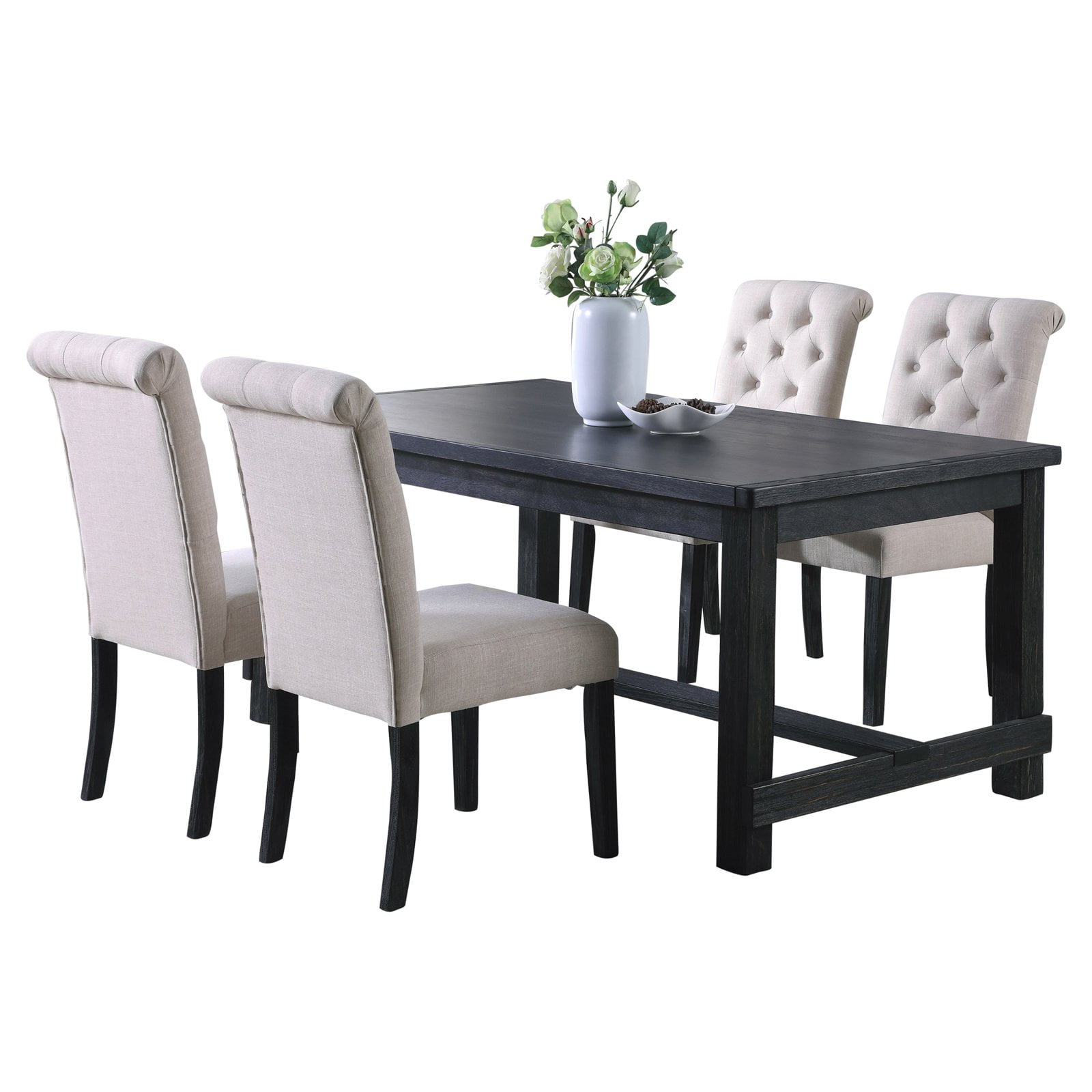 Leviton Antique Black Finished Wood, Antique White Distressed Dining Room Chairs