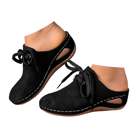 IUJSOY Clogs for Women Closed Toe Mules Slip on Shoes Slippers Wedge Sandals Backless Slides