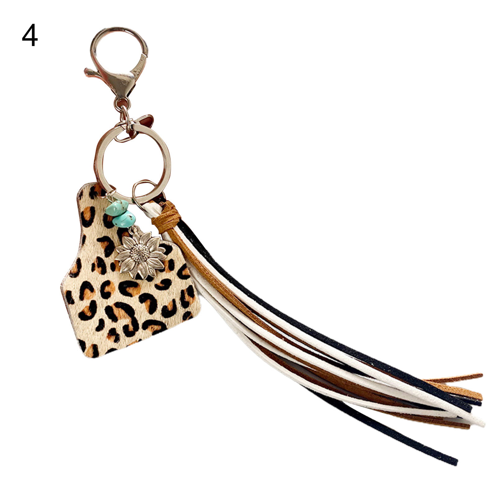 Men's New Leopard Head Leather Strap Car Key Chain Keyring Fit for All Car Model