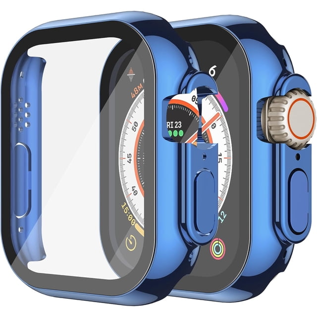 Misxi Paquete de 2 Estuches Rígidos para PC con Protector de Pantalla de Vidrio Templado Compatible con Apple Watch SE Series 6 Series 5 Series 4 40 mm - Negro