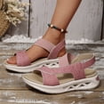 thumbnail image 5 of Hopeusnice Sandals for Women Thick-Soled Heel Breathable Non-Slip Open Toe Trendy PU Materials Summer Shoes Soft Women's Sandals Slip-Resistant Walking Shoes Pink 43, 5 of 6