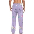 thumbnail image 6 of Men's Pajama Pants with Pockets Sleepwear Lounge Pants Stretch Casual Unicorn Rainbow Ice Cream Purple, 6 of 6
