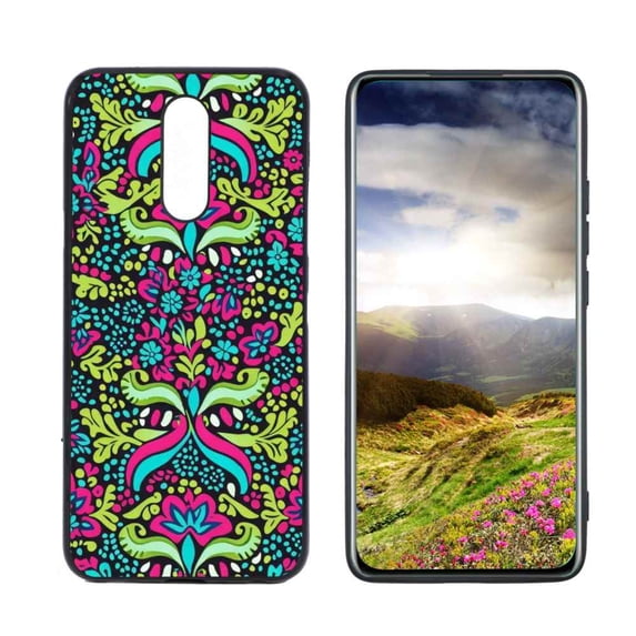 Mexican-Bohemian-Bright-Floral-Pattern-3 Phone Case, Degined for LG Xpression Plus 2 Case Men Women, Flexible Silicone Shockproof Case for LG Xpression Plus 2