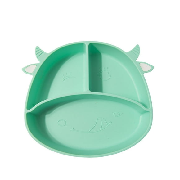 Calf Children's Silicone Dinner Plate Non Suction Cup Bowl Baby Cartoon Complementary Food Divided Tableware round Place Mats