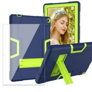 FIEWESEY Case for Walmart Onn 10.1" Pro, Heavy-Duty Drop-Proof Shock-Resistant Protective Case for Walmart Onn 10.1" Pro(Model: 100003562) Tempered Glass Screen Protector(Navy/Green, 1 Pack)
