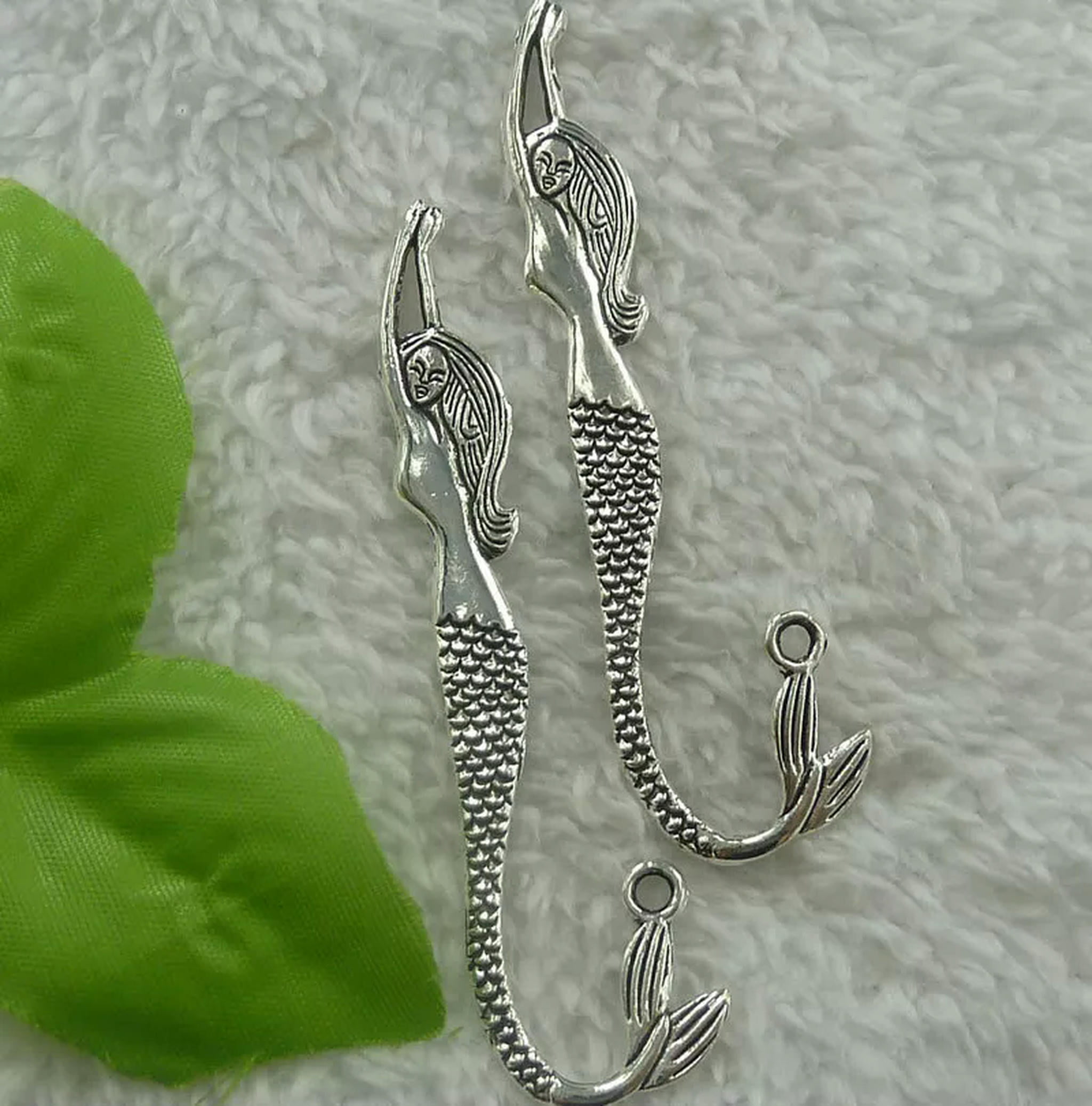 HOOUN 52 pcs tibet silver mermaid bookmarks 81x21mm B2299