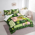thumbnail image 3 of Castle Fairy Cute Animal Frog Bedding Comforter Set 7 Pieces for Preppy Child,Floral Lotus Full Bedding Set Lightweight,Geometric Plaid Fitted Sheet Flat Sheet,Ultra Soft Home Decor,Reversible, 3 of 8
