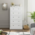 Homfa 5 Drawer White Dresser, Tall Storage Chest of Drawers for