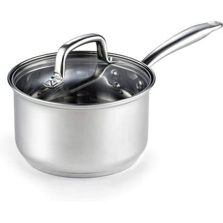 MÉMÉCOOK 2.5 Quart Stainless Steel Pot, Sauce Pan, Cooking Pots, Saucepans  with Strainer Lid Full Body Tri-Ply, Stainless Steel Pots, Two Side Spouts  Small Saucepan, Small Pot, Small Pots for Cooking 