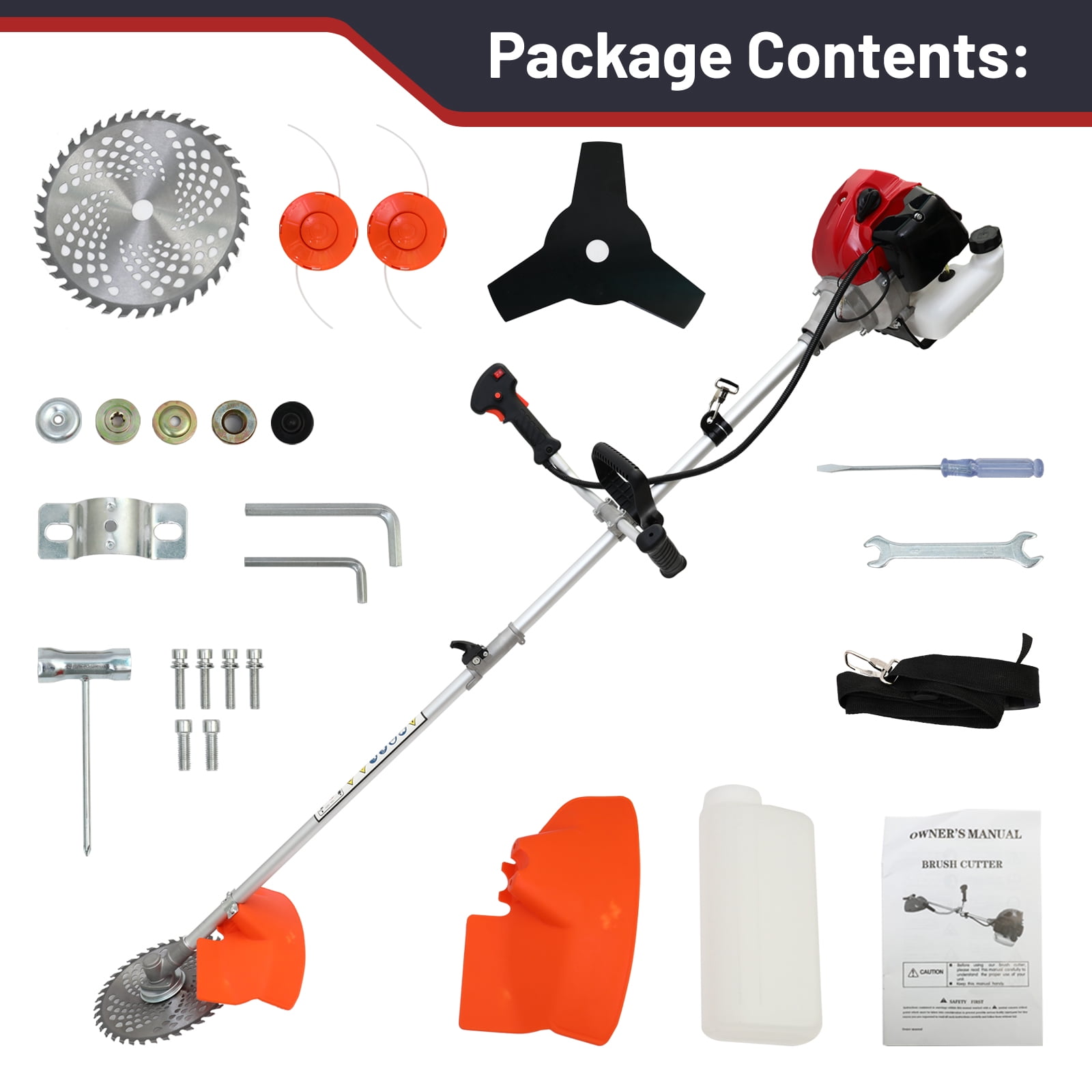 58CC Gas Powered String Trimmer, 4 in 1 Gas Weed Eater with 4 Detachable Heads, 1.75KW Gas Weed Trimmer