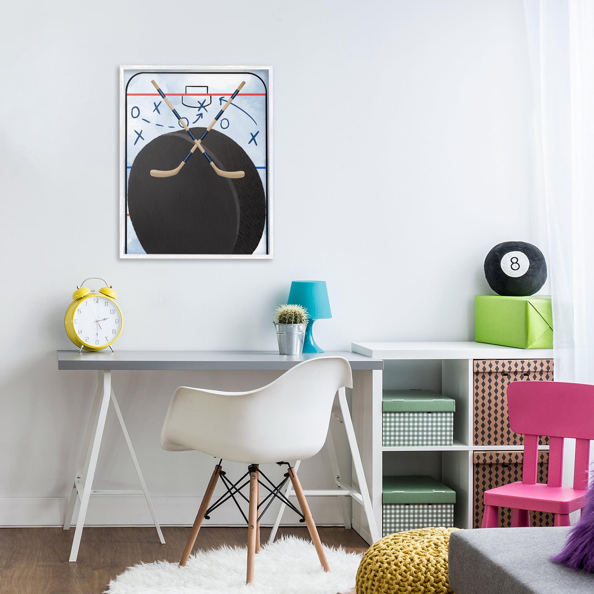 Stupell Industries Hockey Rink Tactics White Framed Giclee Art, design by Jennifer Stith