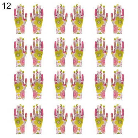 

AQRS 12Pairs/Set Garden Gloves Thorn-Proof Well Performance Flexible Floral Print Work Welding Garden Gloves for Daily Use