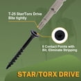 thumbnail image 3 of Deck screws #10 x 5 inches, 100 screws per pack, black long wood screws, rust resistant, outdoor epoxy coating, suitable for outdoor decks, star/Torx drive heads, includes T30 star bits., 3 of 9