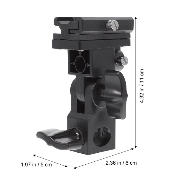 KONTONTY Light Stand Clip Flash Lamp Holder Adjustable Design ABS Black 1Pack