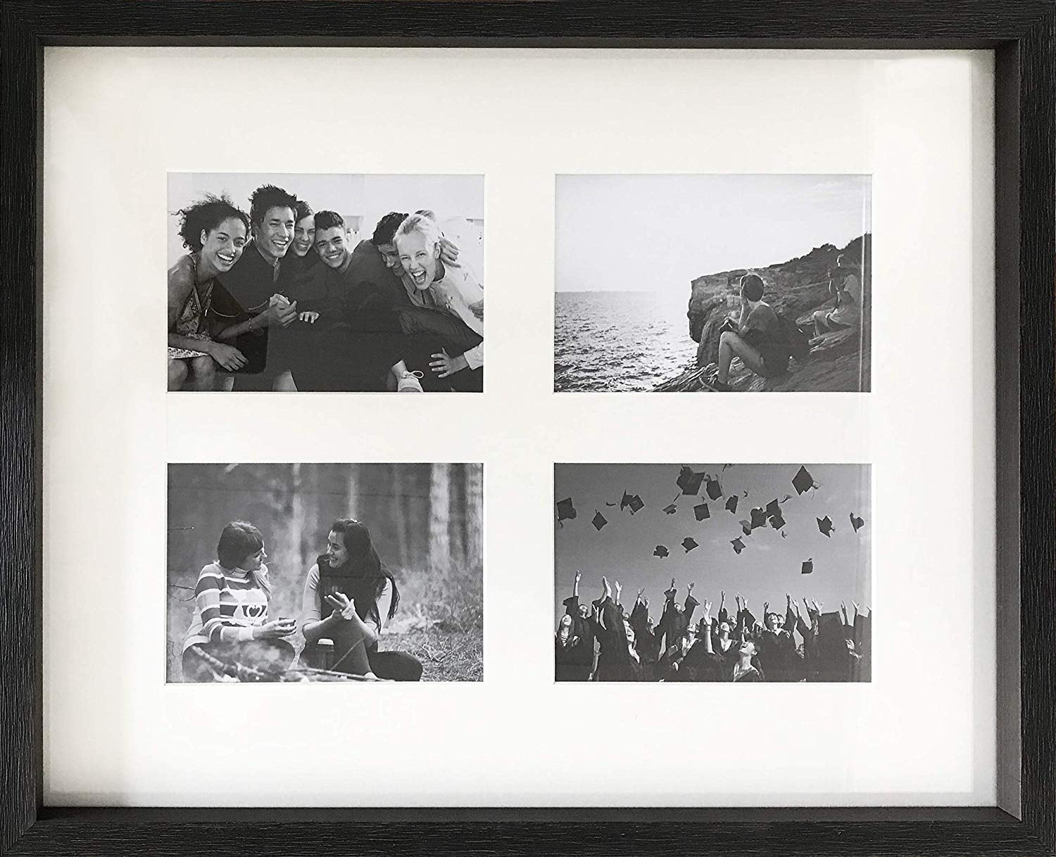 Studio 500 Modern Charcoal Collection 4-Opening 16x20" Matted to 11x14", 5x7" Charcoal Distressed Picture Frames, 2 Count