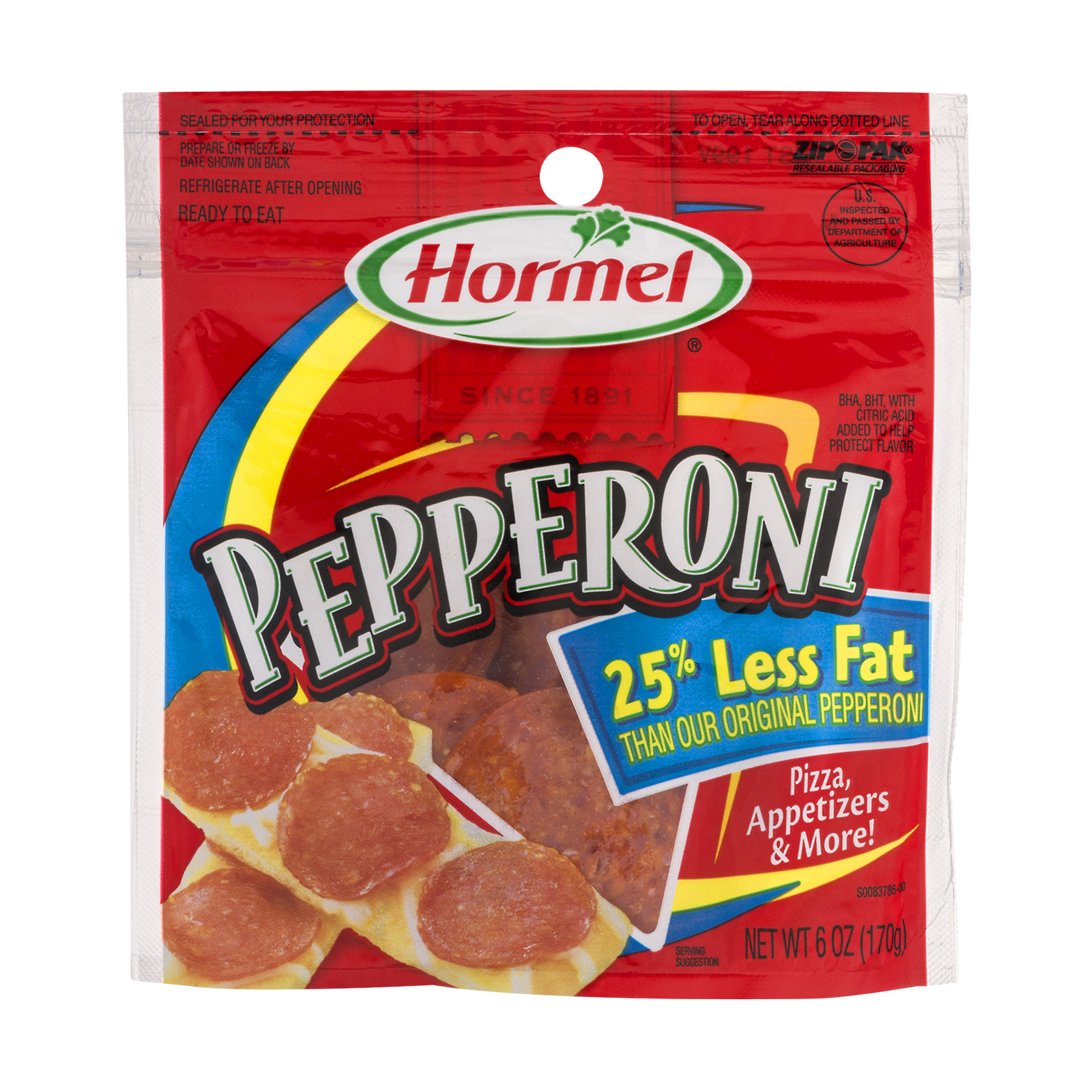 Hormel 25 Less Fat Pepperoni Slices, 6 Oz.