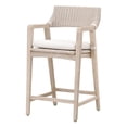 thumbnail image 2 of Pemberly Row Contemporary 27.5" Woven Wicker Teak Outdoor Counter Stool, 2 of 7