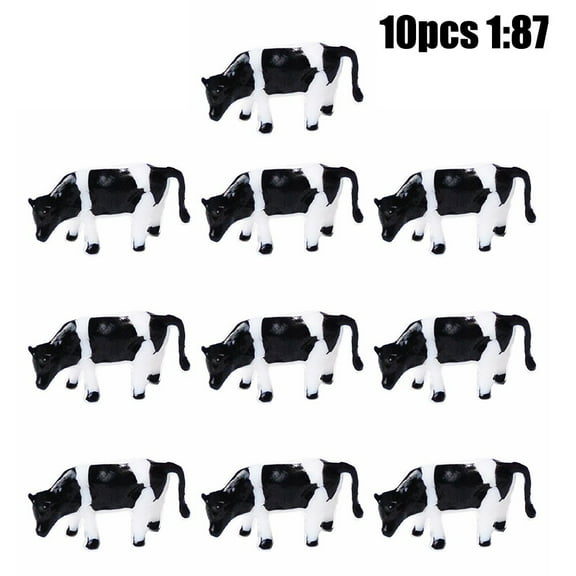 10 PCS Realistic 1：87 Scale HO/OO Gauge 00 Black & White Cow Models For Your Model Railway Pack Model DIY Model Accessories