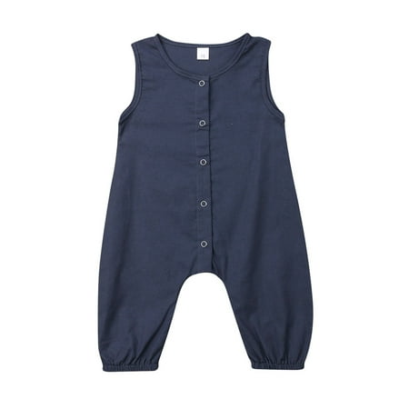 

Kids Newborn Baby Boy Girl Cotton Jumpsuit Linen Clothes Overslls 0-29M
