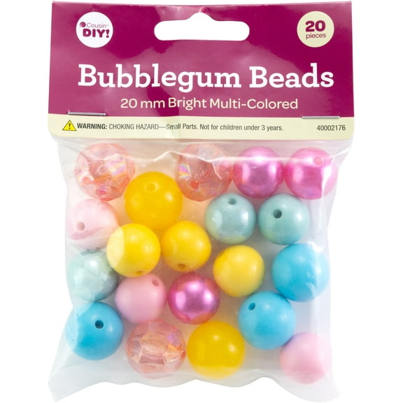 CousinDIY Bubblegum Bead 20mm 20/Pkg-Bright Multi