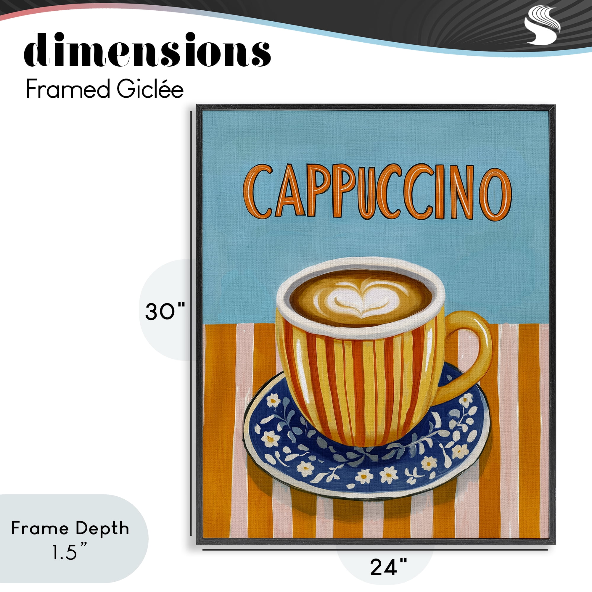 Stupell Industries Cappuccino Stripes Blue & Orange Black Framed Giclee Art, design by Yen