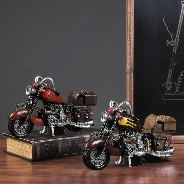 mfyjkho Figura de motocicleta vintage, adorno de metal para sala de estar, dormitorio o escritorio, 26 x 16 x 7,5 cm, 1 pieza