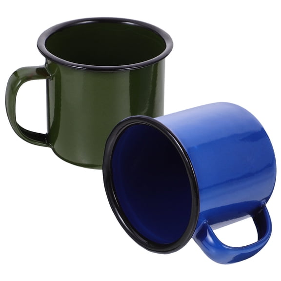 DRAFIDEEP Set of 2 Red Enamel Coffee Mugs with Sturdy Flat Base, Ideal for Tea, , and Hot Beverages