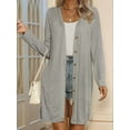 thumbnail image 3 of Women'S Open Front Lightweights Cardigan Long Sleeve Button Down Loose Outwear with Pockets Grey L, 3 of 7