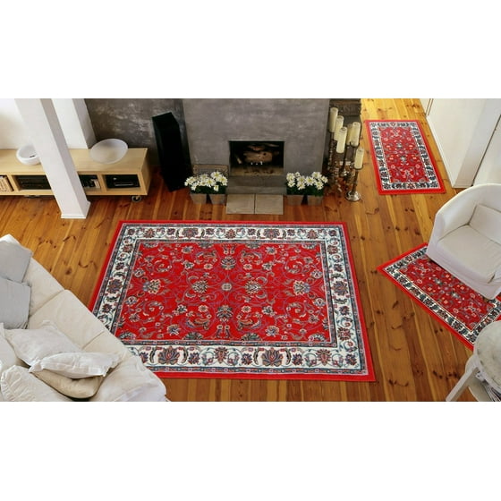 Home Dynamix Optimum Area Rugs 812 215 Red Ivory Bordered Border Vines Leaves Rug 1 8 X 2 6 4 5 7 Rectangle