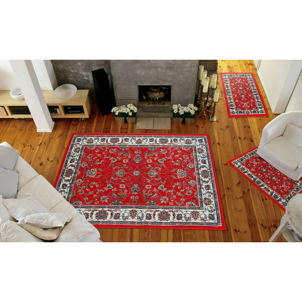 812 215 Red Ivory Bordered Border, How Big Is A 4×6 Rug