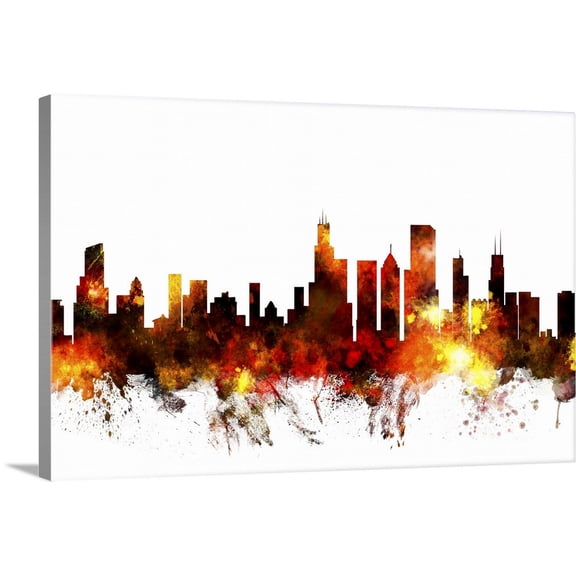 Great BIG Canvas | "Chicago Illinois Skyline" Canvas Wall Art - 30x20