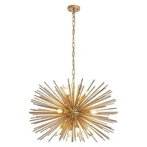 Modern 29" Golden Sputnik Chandelier Vintage 12-Lights Luxury Starburst Chandelier Light Fixture Mid-Century Hanging Light with Adjustable Chain for Dining Room, Kitchen, Bedroom, Living Room, E12